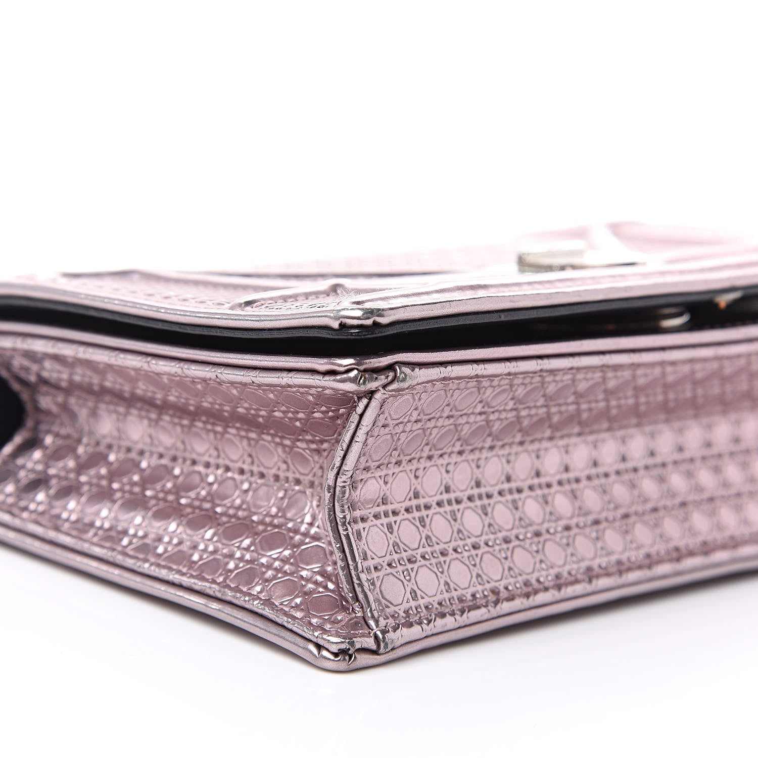 Christian Dior Metallic Patent Micro-Cannage Mini Diorama Flap Bag Pink 7 of 12