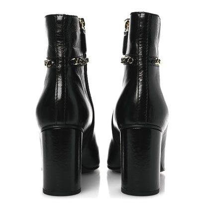 Chanel Crumpled Calfskin Cap Toe Chain Short Boots 35 Black 39.5 Black 6 of 11