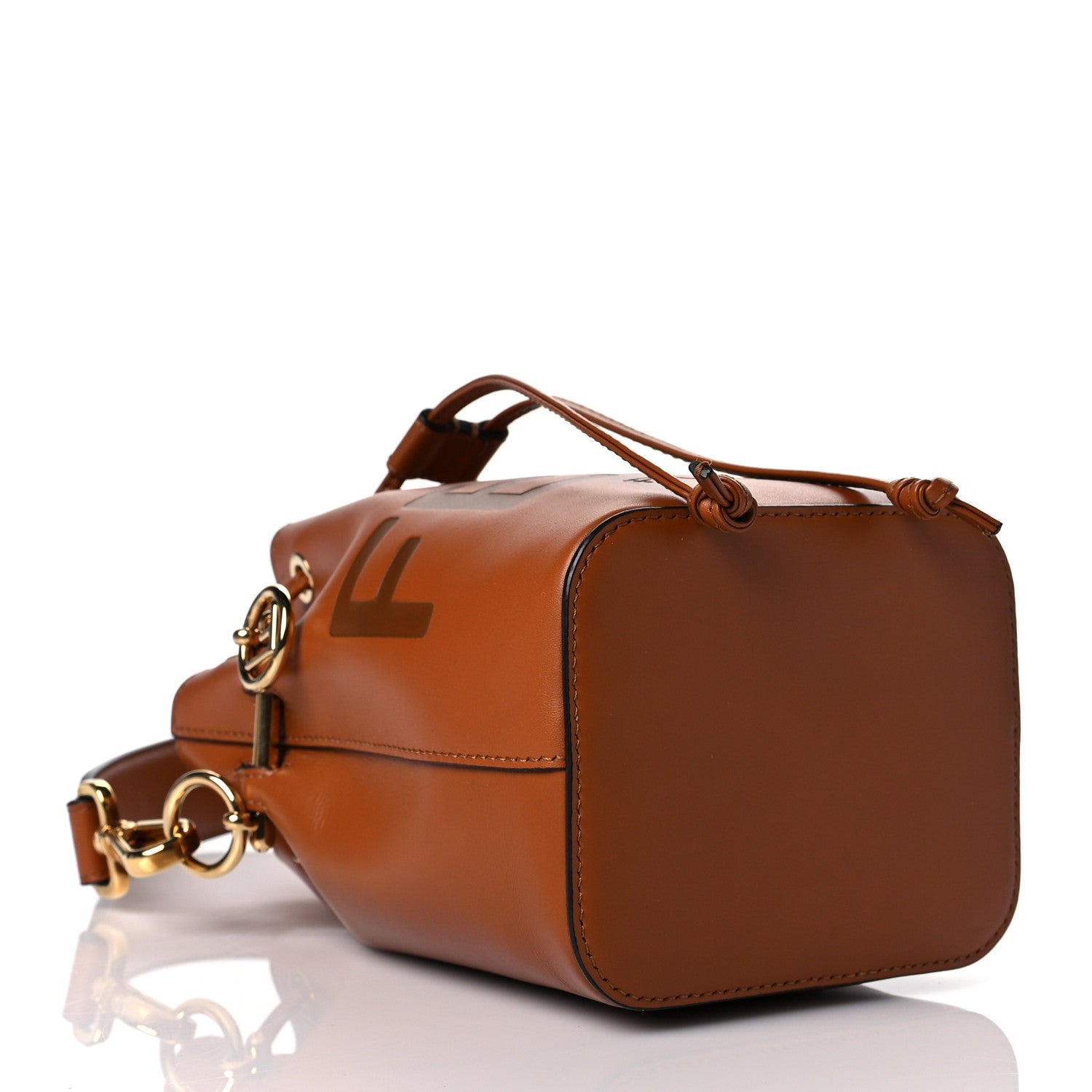 Fendi Vitello King F is Fendi Logo Embossed Mini Mon Tresor Bucket Bag Cuoio 4 of 10