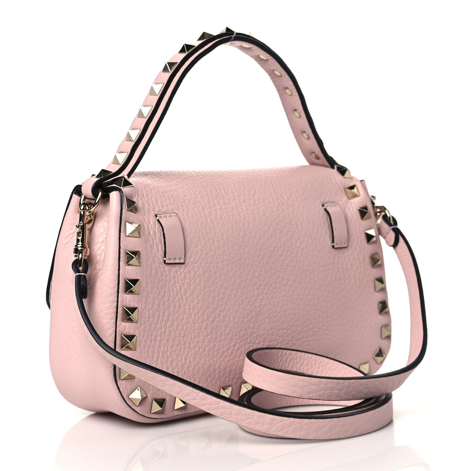 Valentino Garavani Grainy Calfskin Small Rockstud Top Handle Bag Rose Quartz 3 of 9