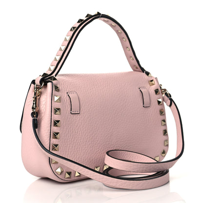 Valentino Garavani Grainy Calfskin Small Rockstud Top Handle Bag Rose Quartz 3 of 9