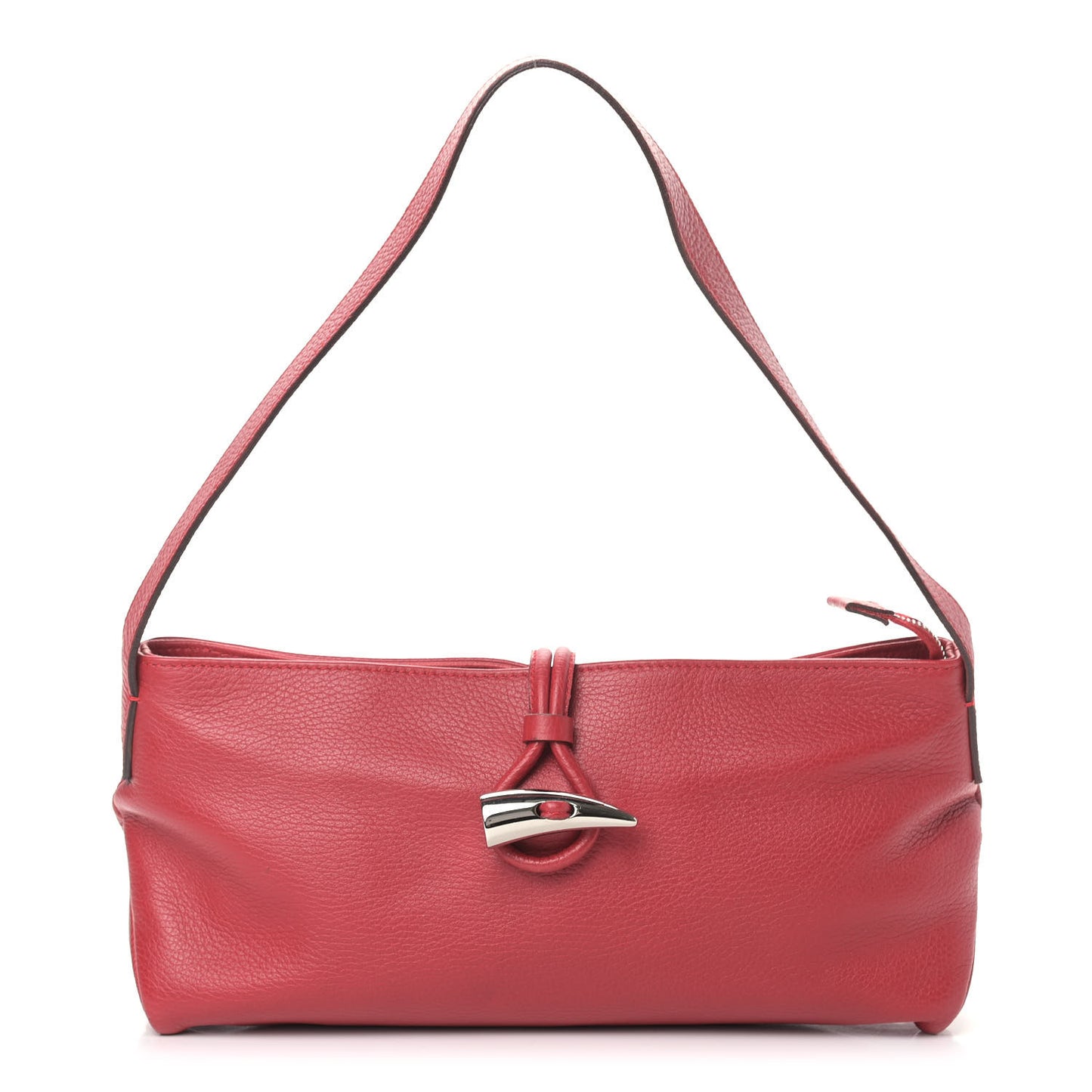 Grainy Calfskin House Check Horn Toggle Shoulder Bag Red