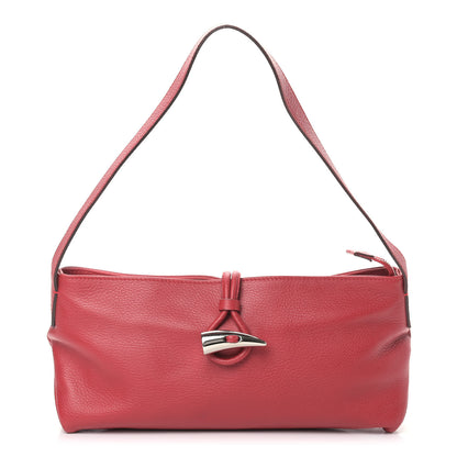 Burberry Grainy Calfskin House Check Horn Toggle Shoulder Bag Red 1 of 13