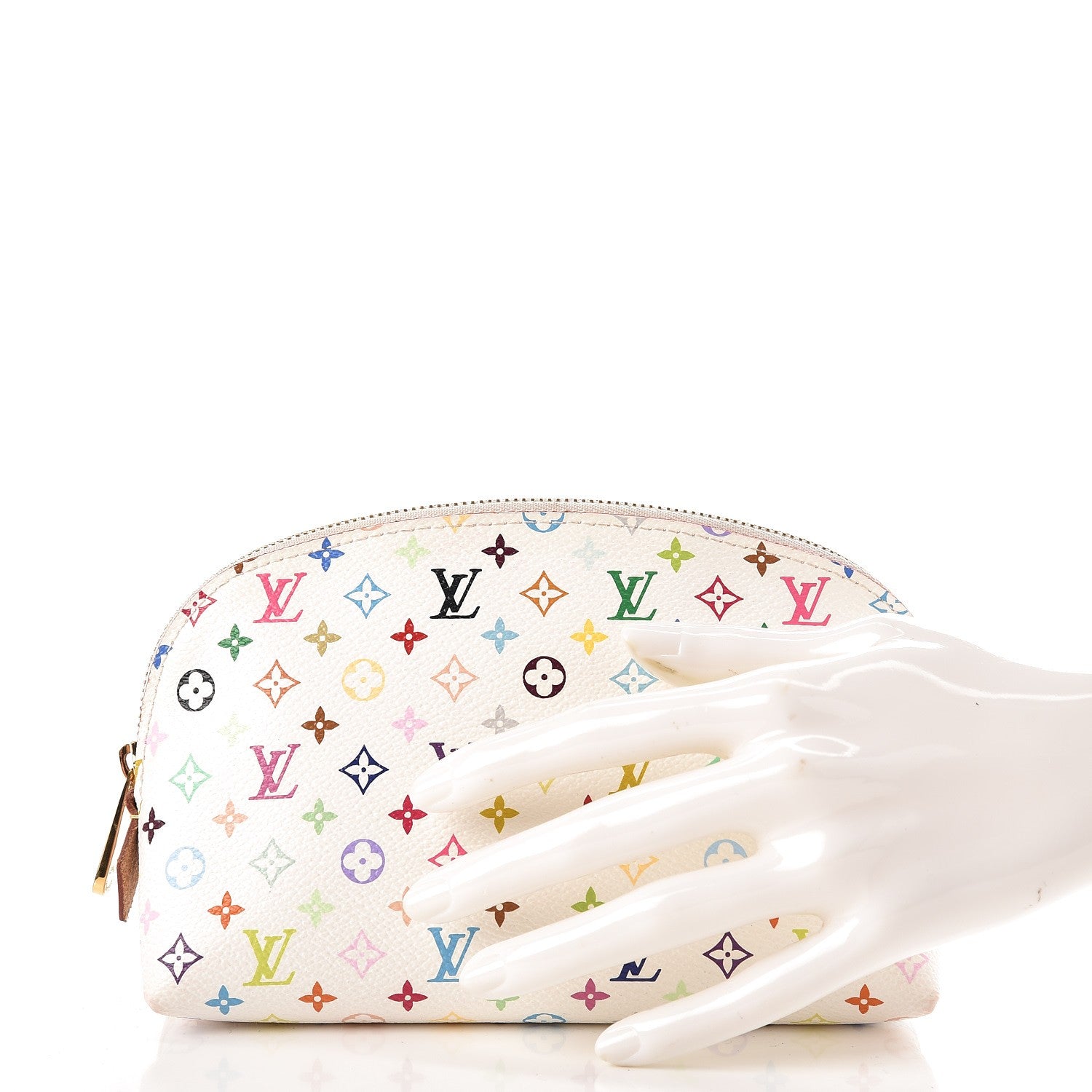 Louis Vuitton Monogram Multicolor Cosmetic Pouch White Litchi 2 of 6