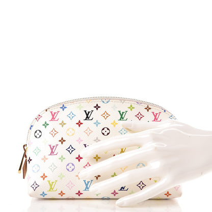 Louis Vuitton Monogram Multicolor Cosmetic Pouch White Litchi 2 of 6