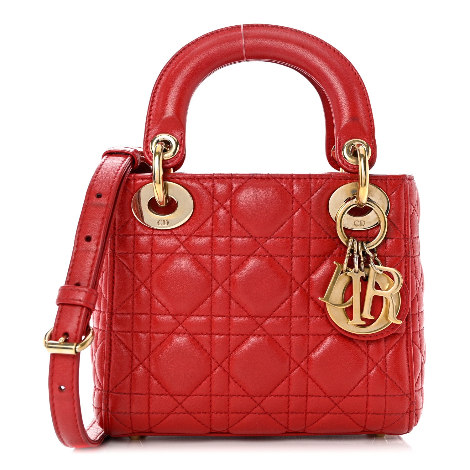 Christian Dior Lambskin Cannage Mini Lady Dior Red 1 of 9