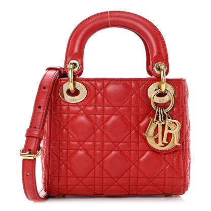 Christian Dior Lambskin Cannage Mini Lady Dior Red 1 of 9