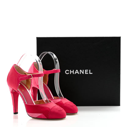 Chanel Silk Grosgrain Cap Toe Patchwork Pumps 39 Pink 9 of 9