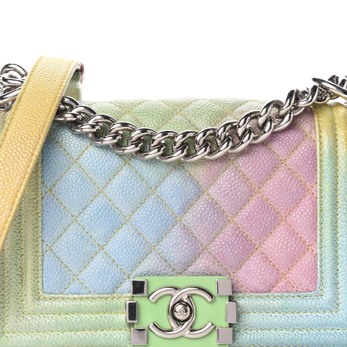 Caviar Quilted Small Cuba Rainbow Boy Flap Multicolor