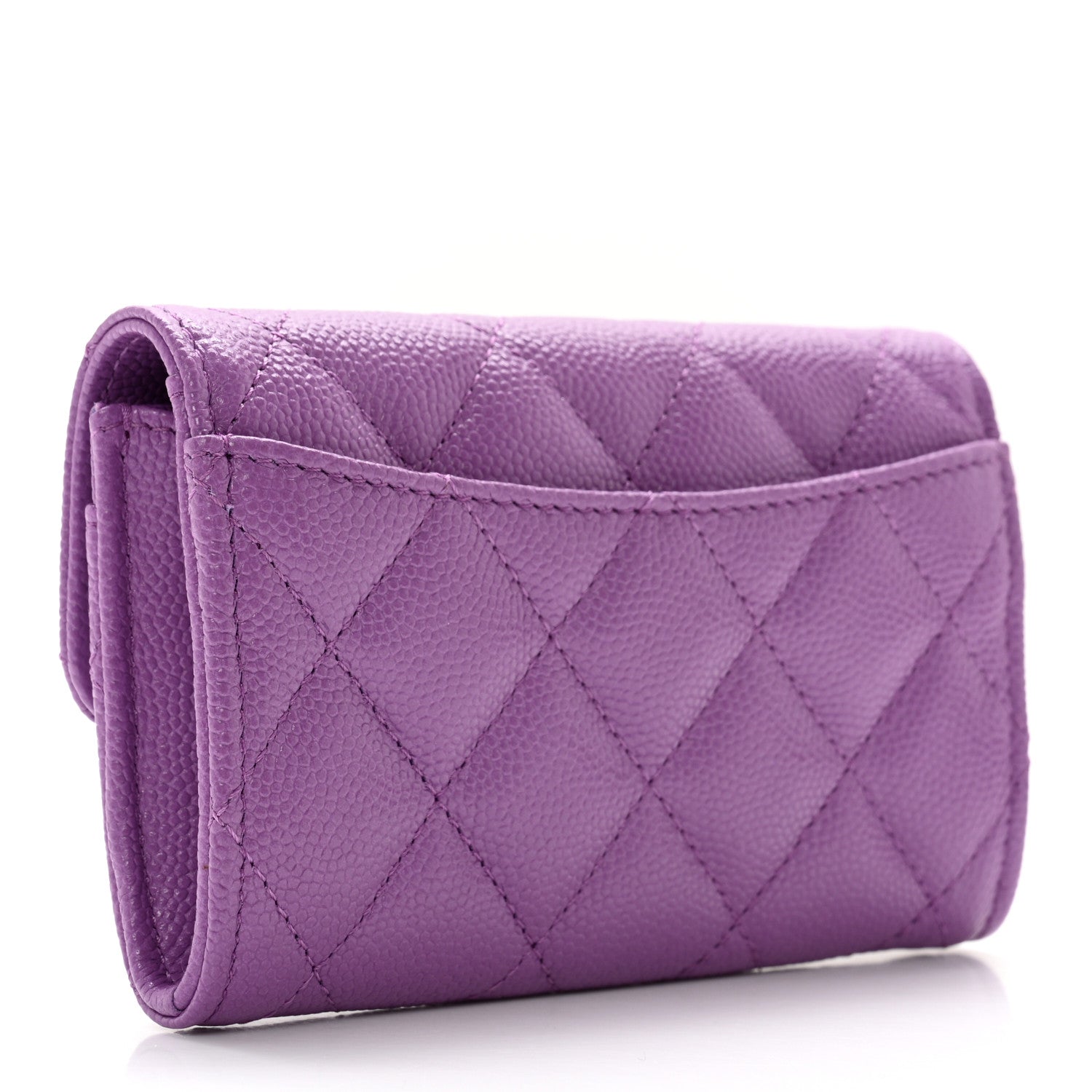 Chanel Caviar Quilted Flap Card Holder Wallet Purple 3 of 12