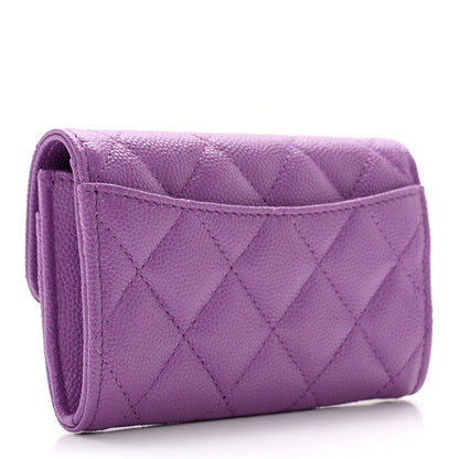 Chanel Caviar Quilted Flap Card Holder Wallet Purple 3 of 12
