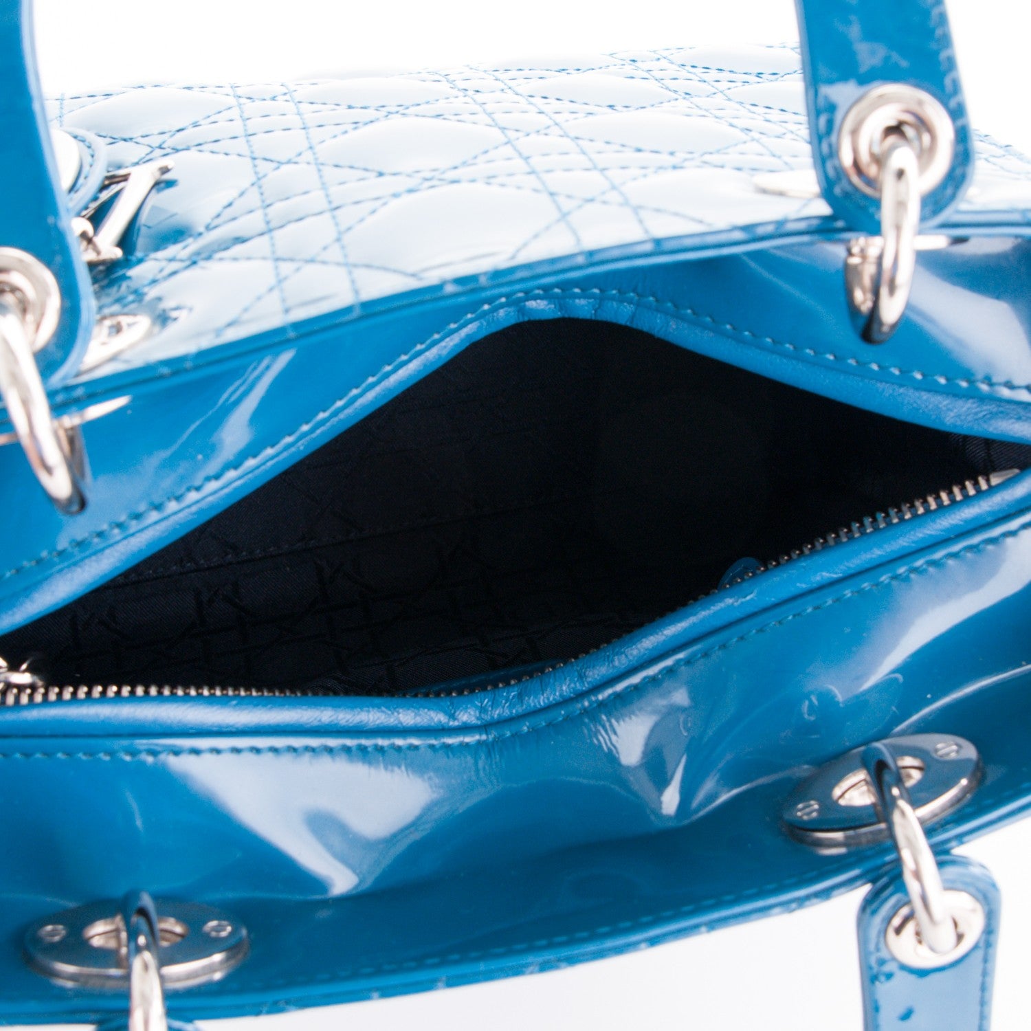 Christian Dior Patent Cannage Medium Lady Dior Blue 5 of 7