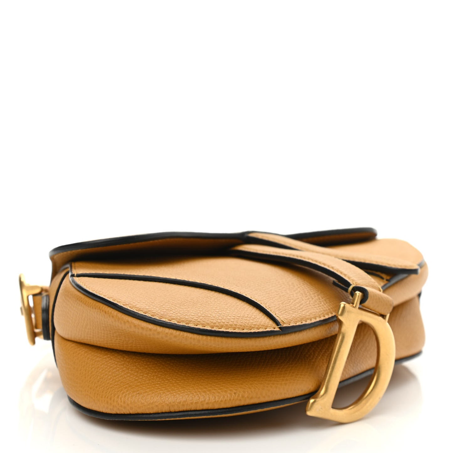 Grained Calfskin Mini Saddle Bag Dark Yellow