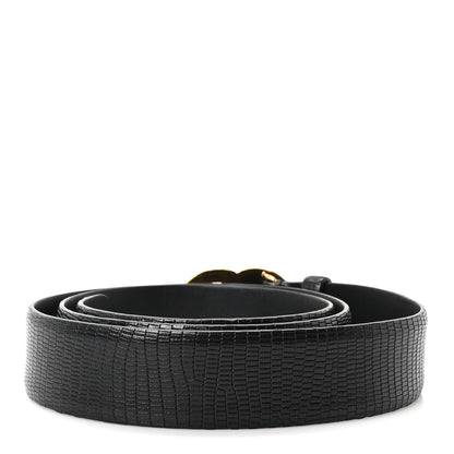 Chanel Lizard Embossed Calfskin Gripoix Poured Glass Along The Nile CC Belt 90 36 Black 2 of 7