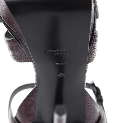 Saint Laurent Textured Calfskin Tribute 105 Platform Sandals 40 Cigar Burgundy 6 of 9