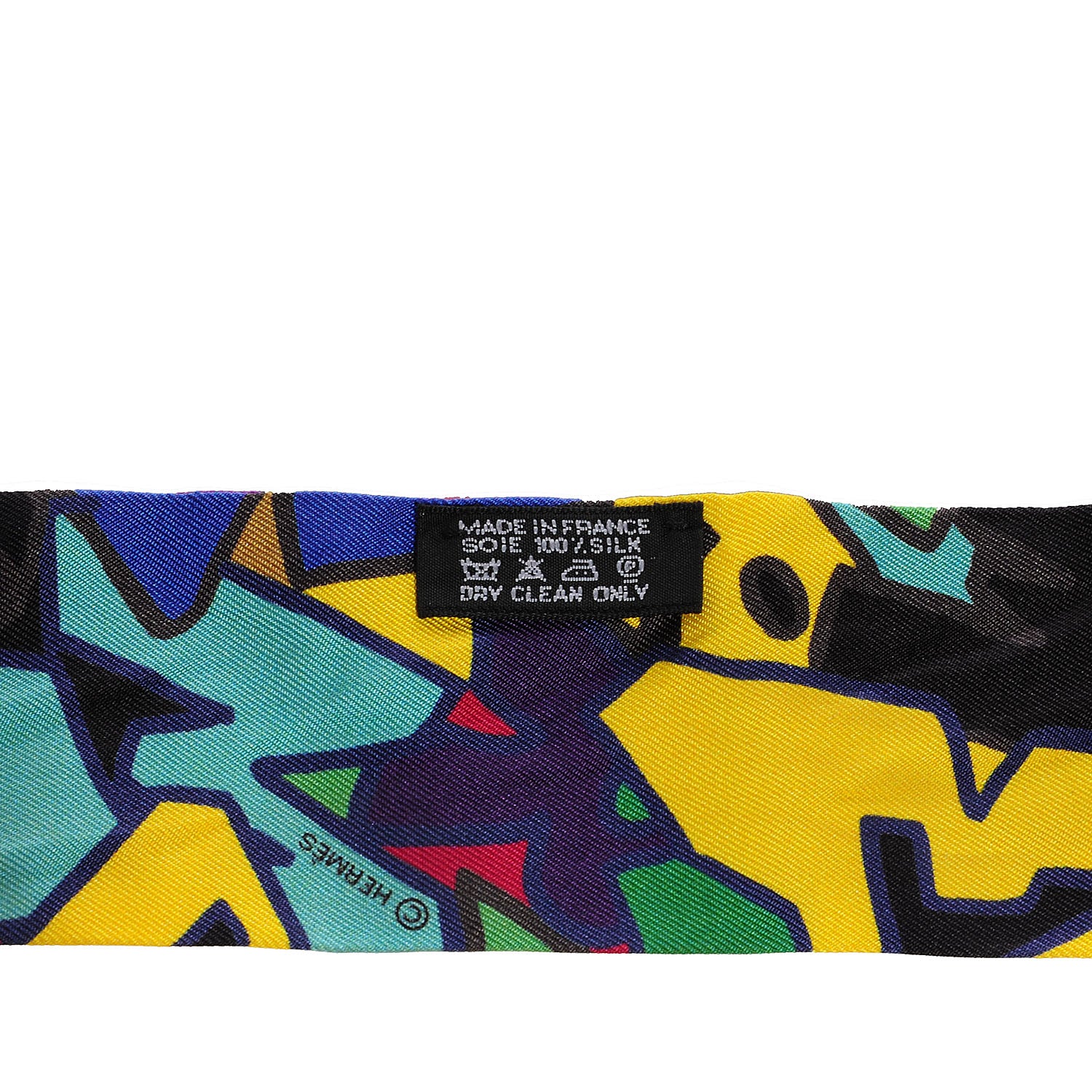 Hermes Silk Graff Graffiti Twilly Noir Jaune Vert 3 of 5