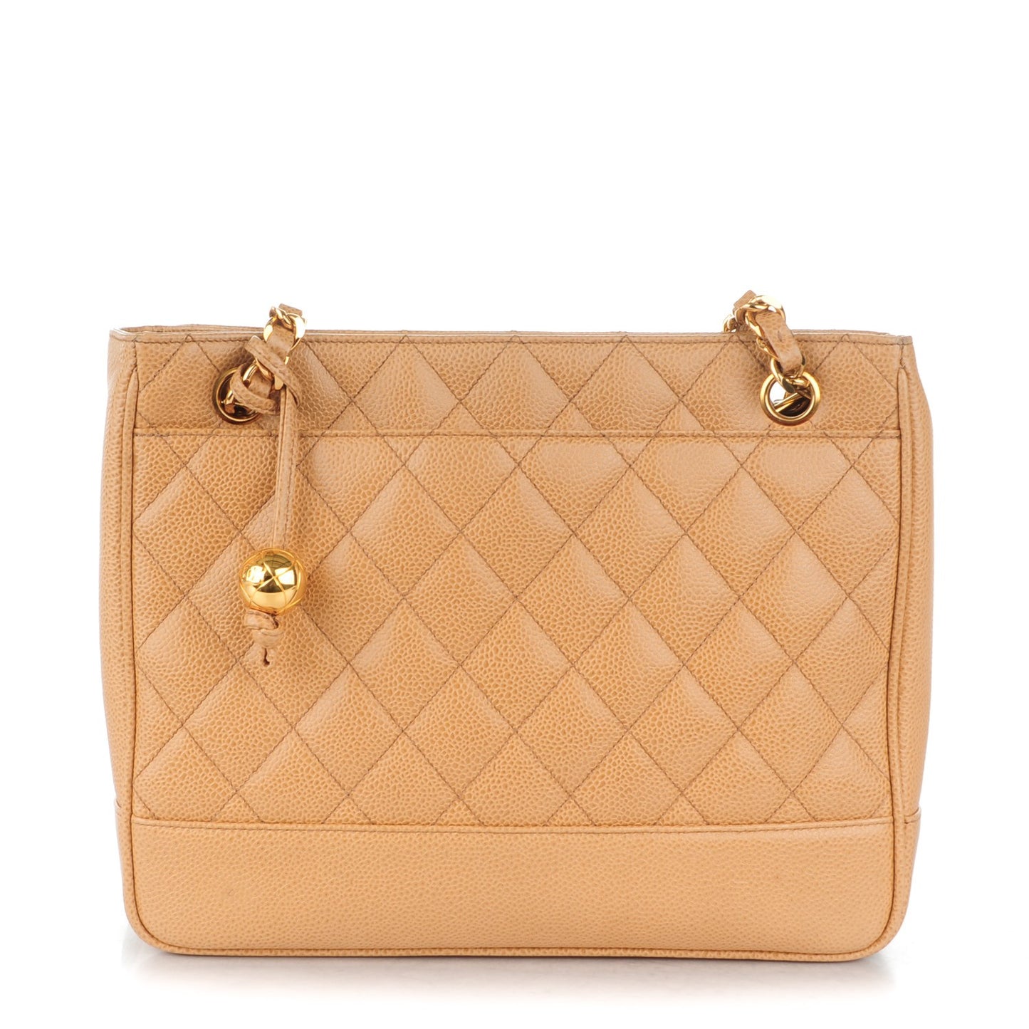 Caviar Quilted Shoulder Bag Beige