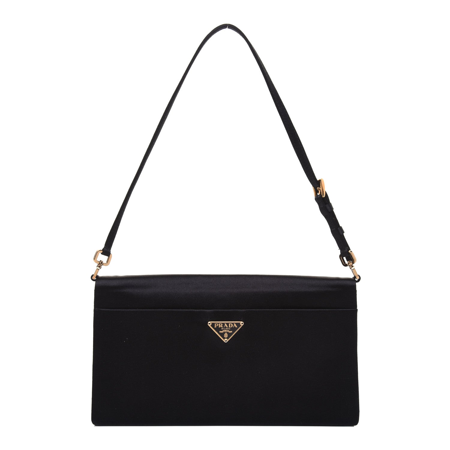 Prada Satin Pochette Bag Black 3 of 15