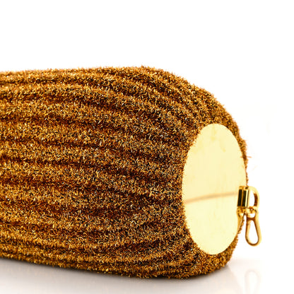 Loewe Metallic Lurex Pleated Bracelet Pouch Shoulder Bag Gold 10 of 10