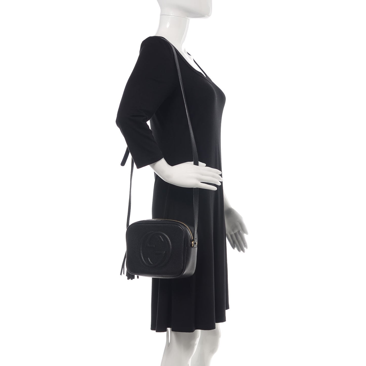 Pebbled Calfskin Small Soho Disco Bag Black