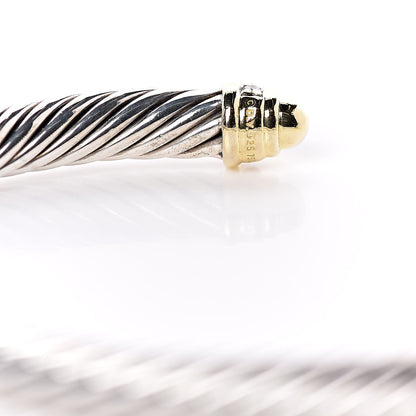 David Yurman Sterling Silver 18K Yellow Gold Diamond 5mm Cable Classics Bracelet 4 of 4