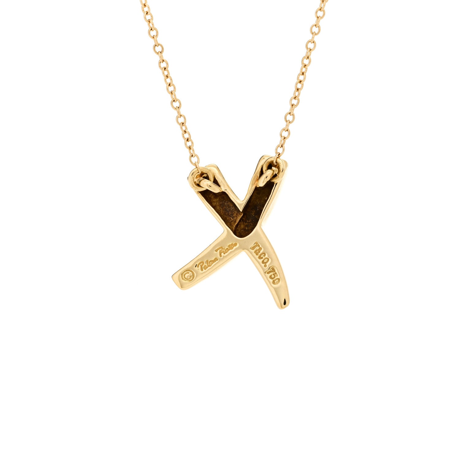 Tiffany 18K Yellow Gold Paloma Picasso Graffiti X Pendant Necklace 3 of 5