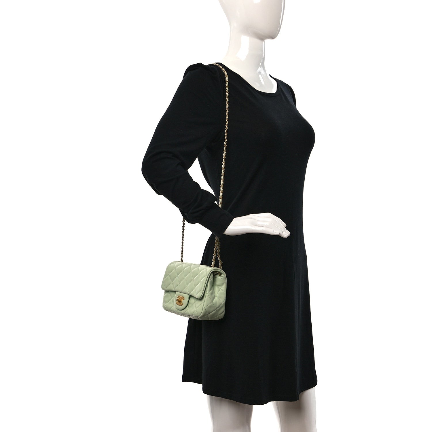 Chanel Lambskin Quilted Mini Pearl Crush Flap Light Green 2 of 10