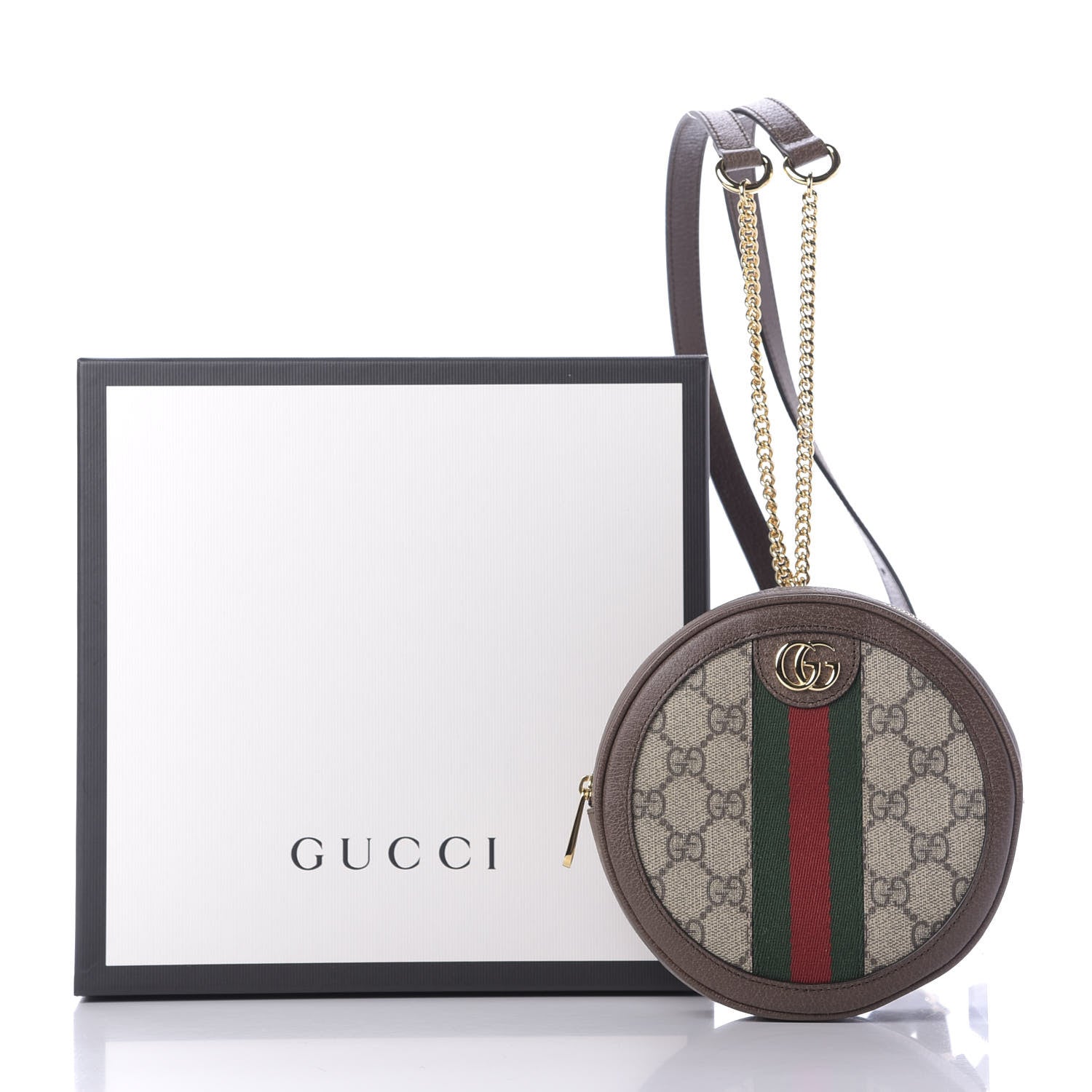 Gucci GG Supreme Monogram Web Mini Ophidia Round Backpack Brown 9 of 9