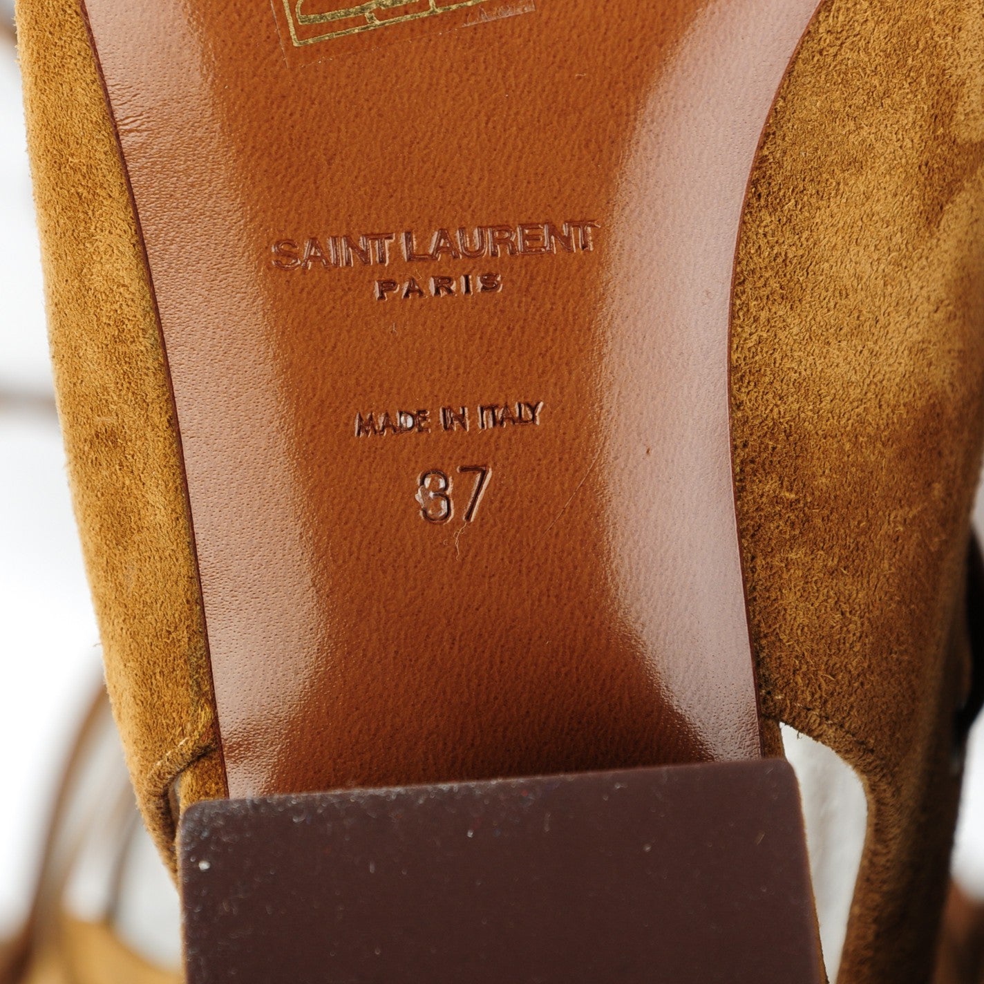 Saint Laurent Suede Babies Knee High Gladiator Sandals Tan 6 of 7
