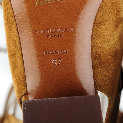 Saint Laurent Suede Babies Knee High Gladiator Sandals Tan 6 of 7