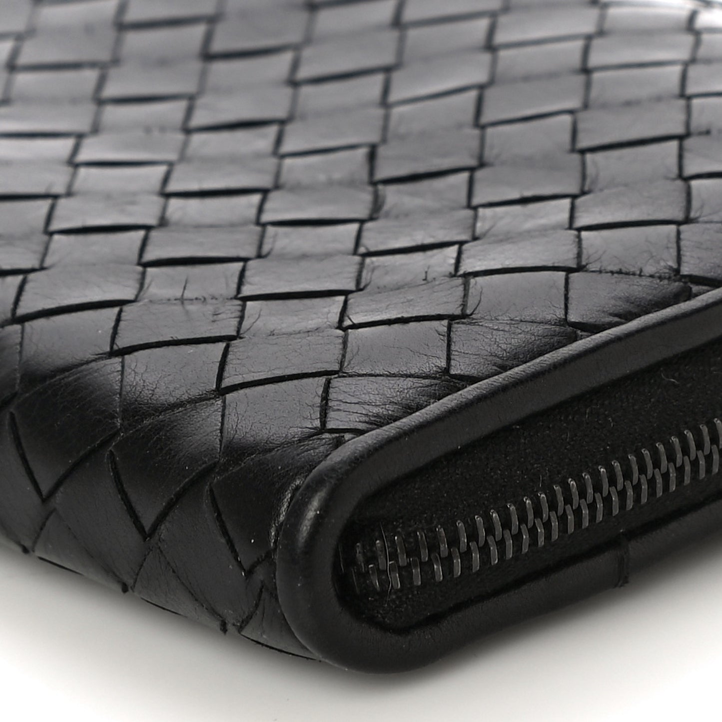 Nappa Intrecciato Wristlet Zip Wallet Black