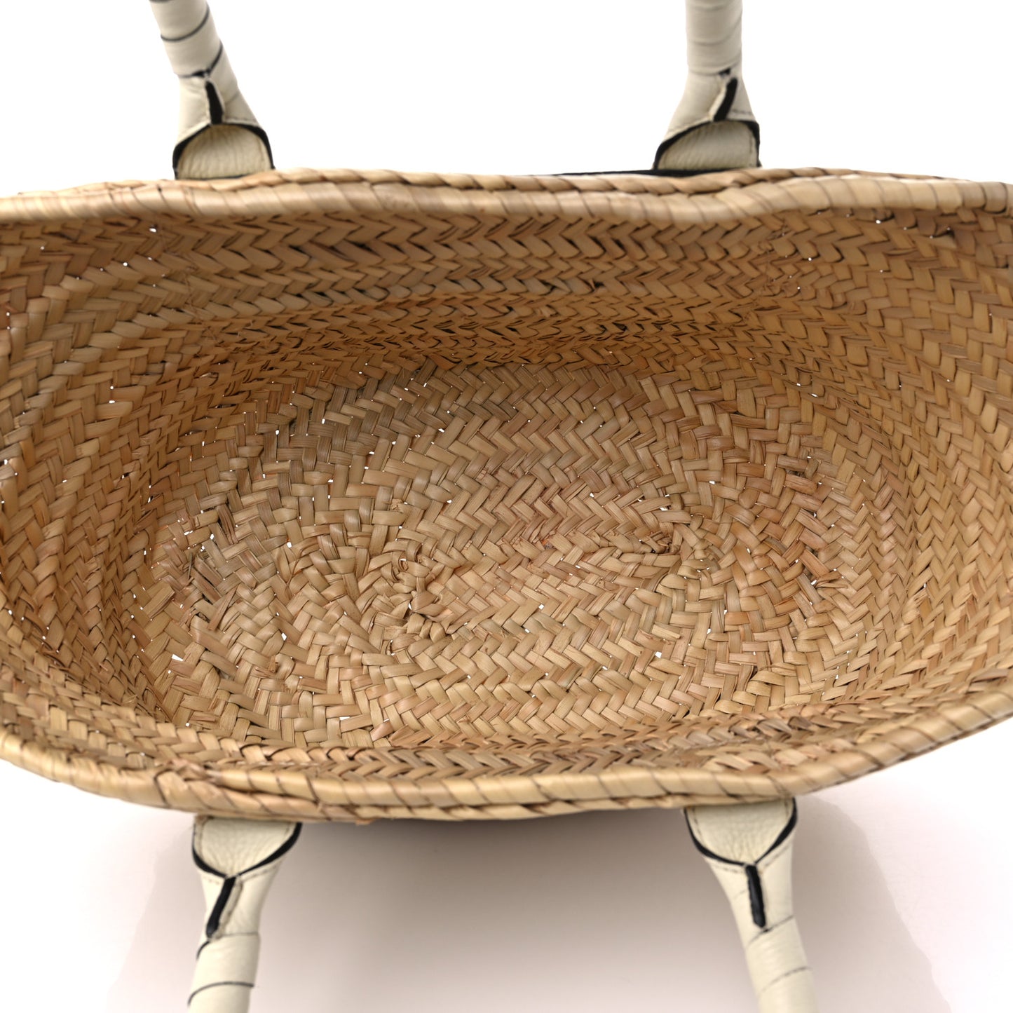Raffia Small Grain Calfskin Medium Marcie Basket White