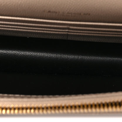 Saint Laurent Grain De Poudre Matelasse Chevron Monogram Envelope Chain Wallet Dark Beige 5 of 10