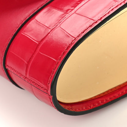 Chloe Calfskin Crocodile Embossed Small Aby Lock Dusky Red 8 of 9