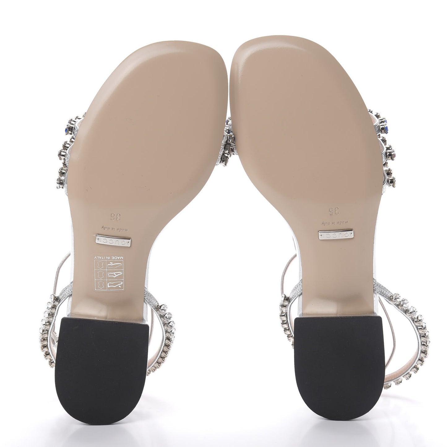 Nappa Silk Crystal Bertie T-Strap Low Heel Sandals 36 Argento