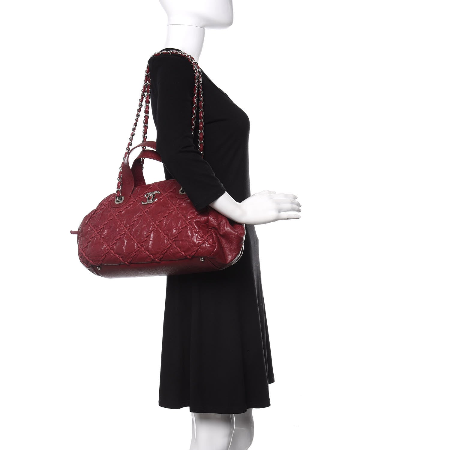 Chanel Calfskin Ultra Stitch Bowler Red 2 of 20