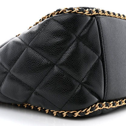 Chanel Caviar Quilted Chain Around Multi Chain Bucket Drawstring Bag Black 9 of 10