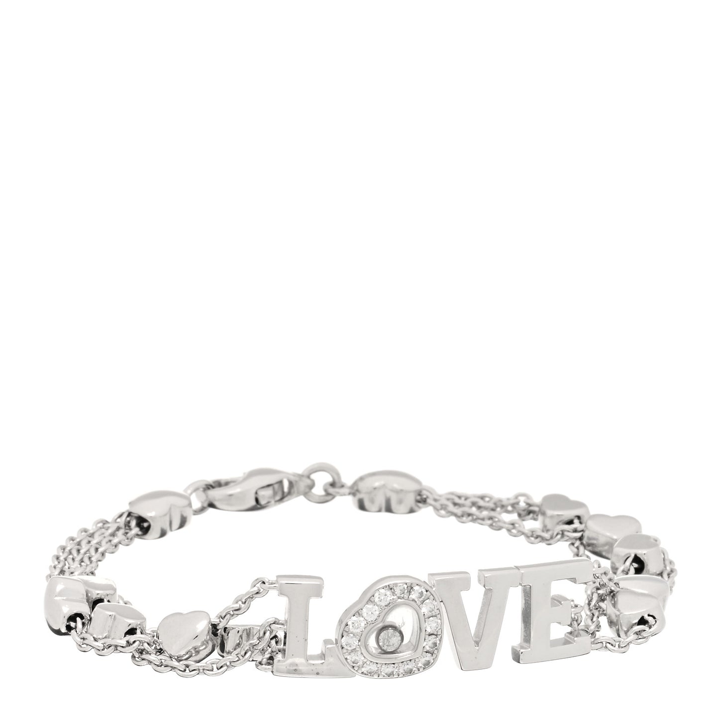 18K White Gold Diamond Happy Diamond Love Heart Bracelet