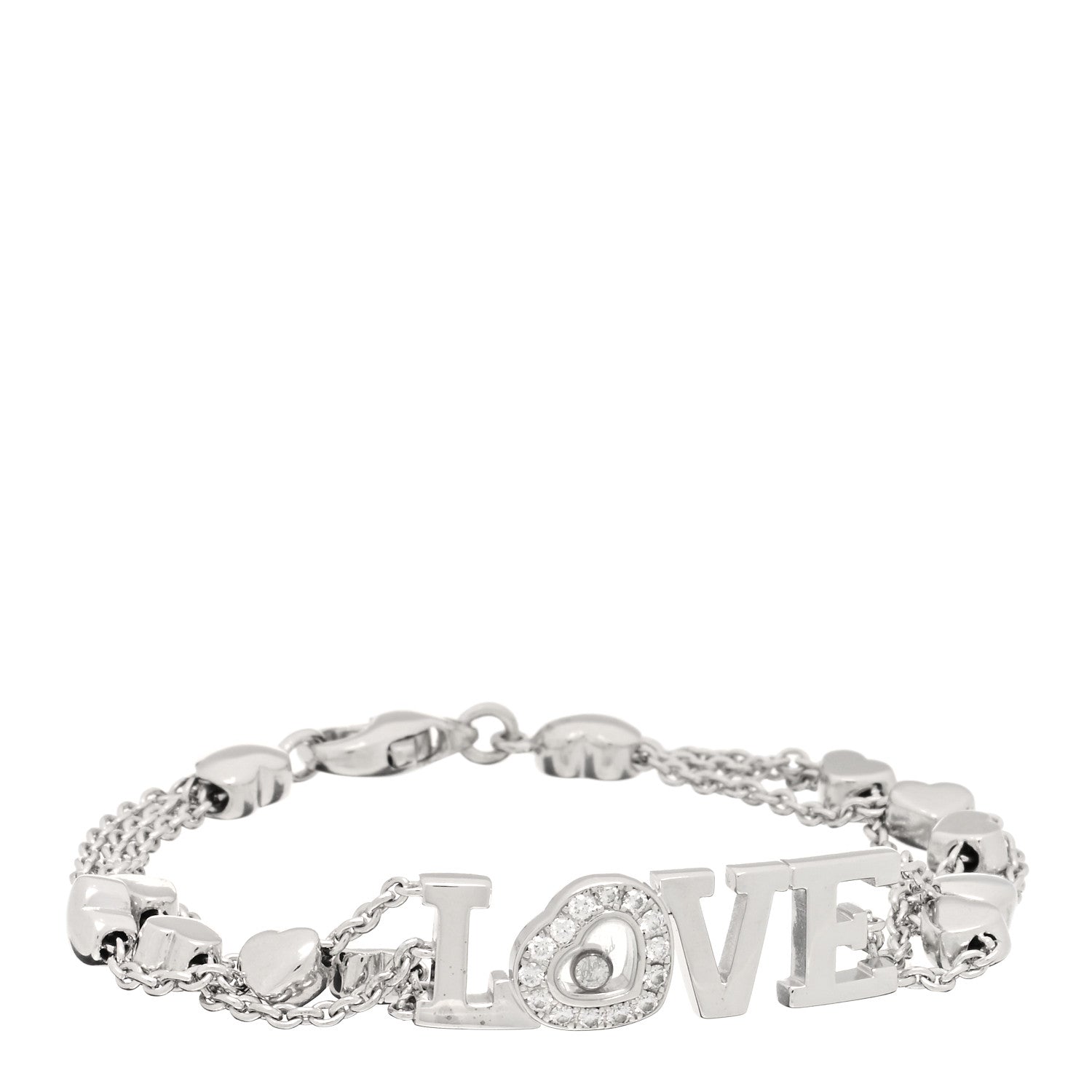 Chopard 18K White Gold Diamond Happy Diamond Love Heart Bracelet 1 of 5