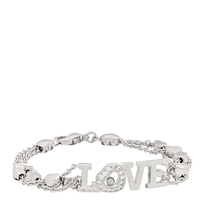 Chopard 18K White Gold Diamond Happy Diamond Love Heart Bracelet 1 of 5