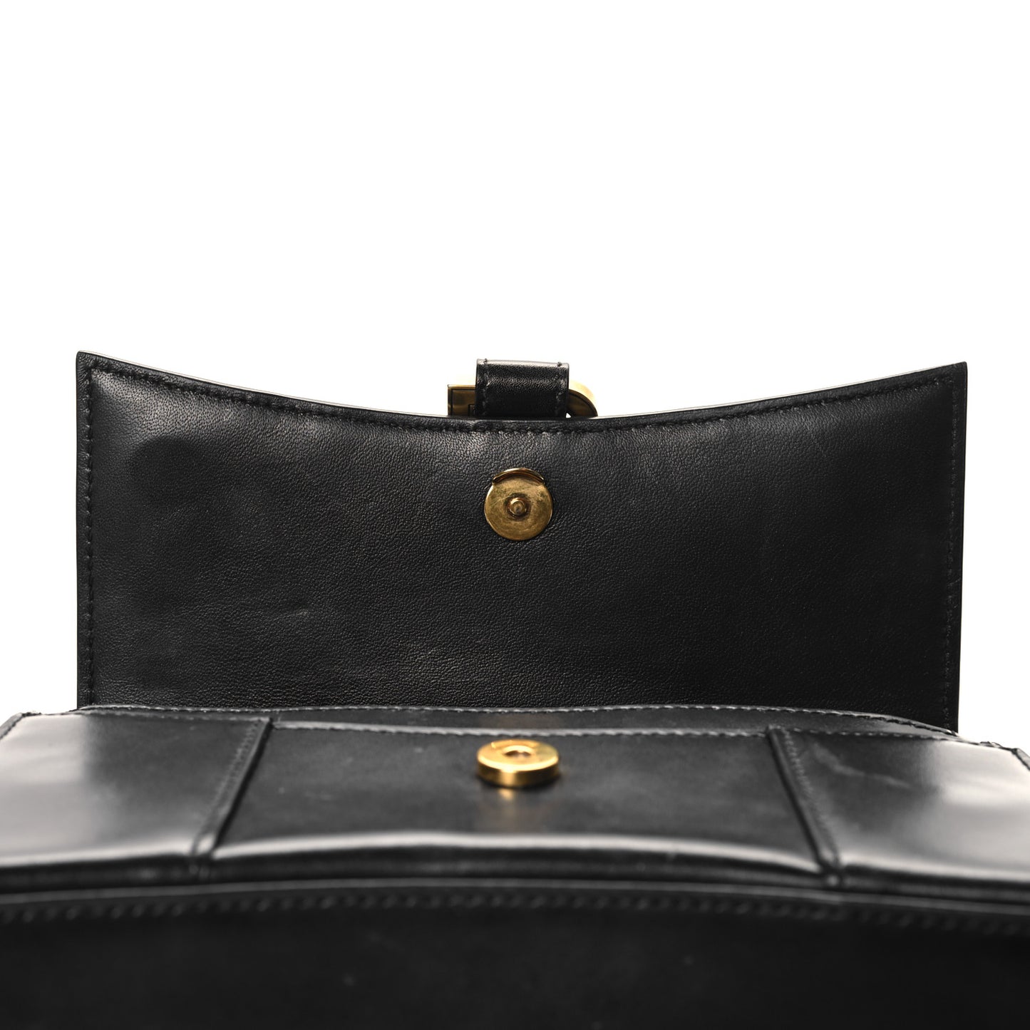 Shiny Box Calfskin Hourglass Chain Bag Black