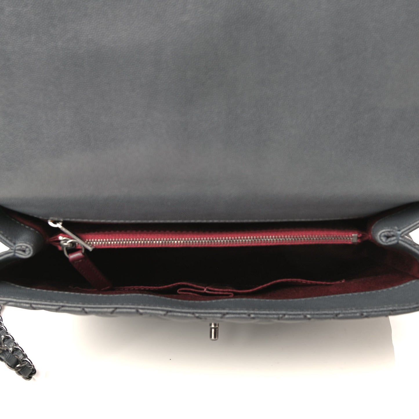 Caviar Quilted Large Coco Handle Flap Grey