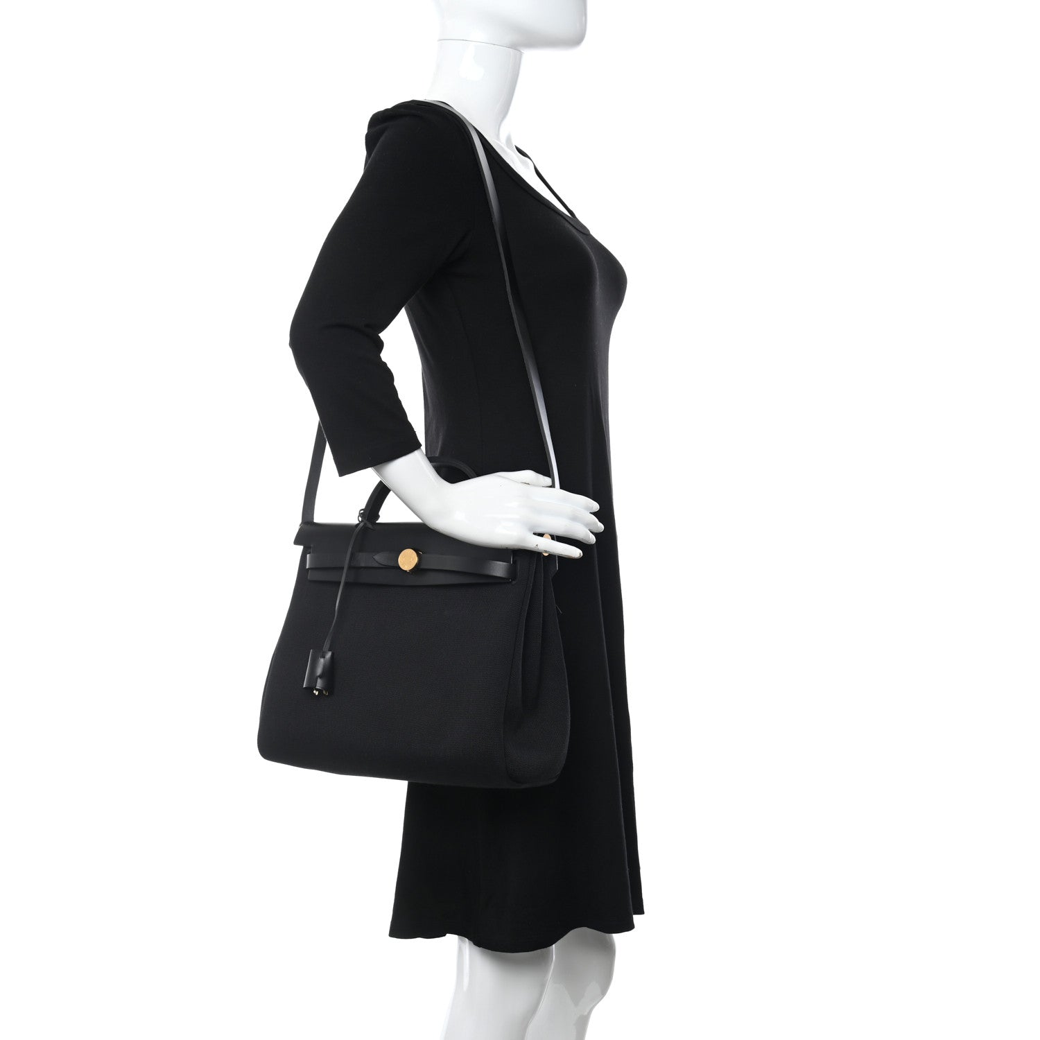 Hermes Military Toile Vache Hunter Herbag Zip PM 31 Black 2 of 12