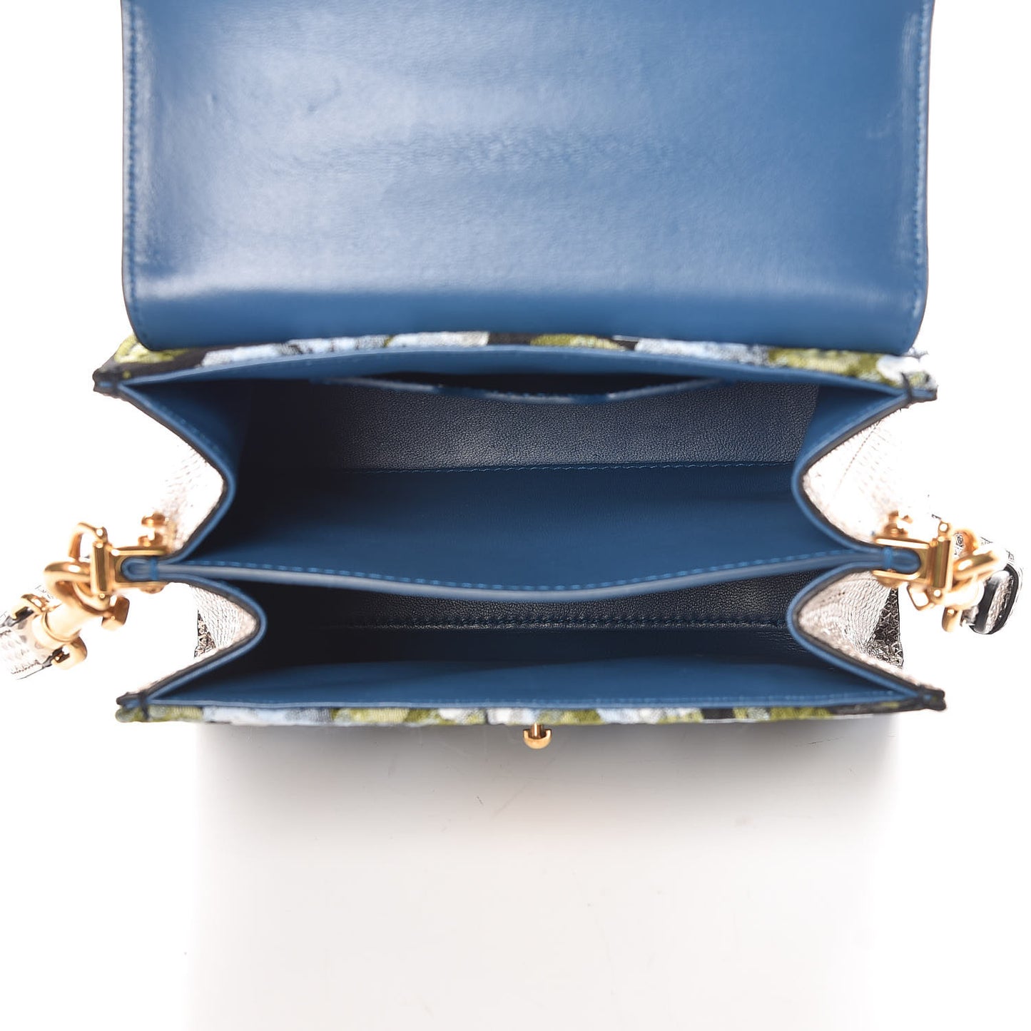 Flower Jacquard Water Snake Lizard Embossed Welcome Satchel Petrol