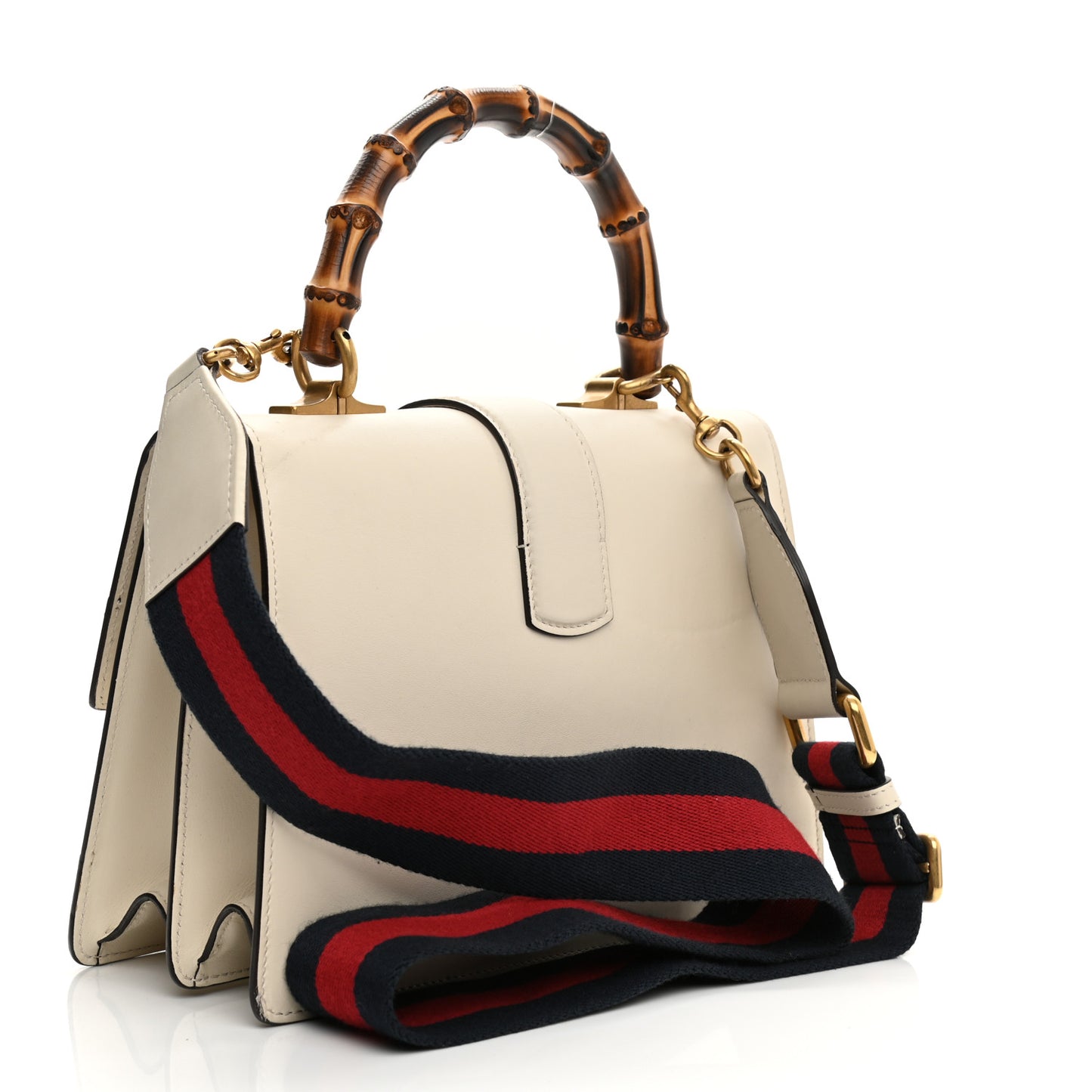 Calfskin Bamboo Web Medium Dionysus Top Handle Bag White Blue Hibiscus Red