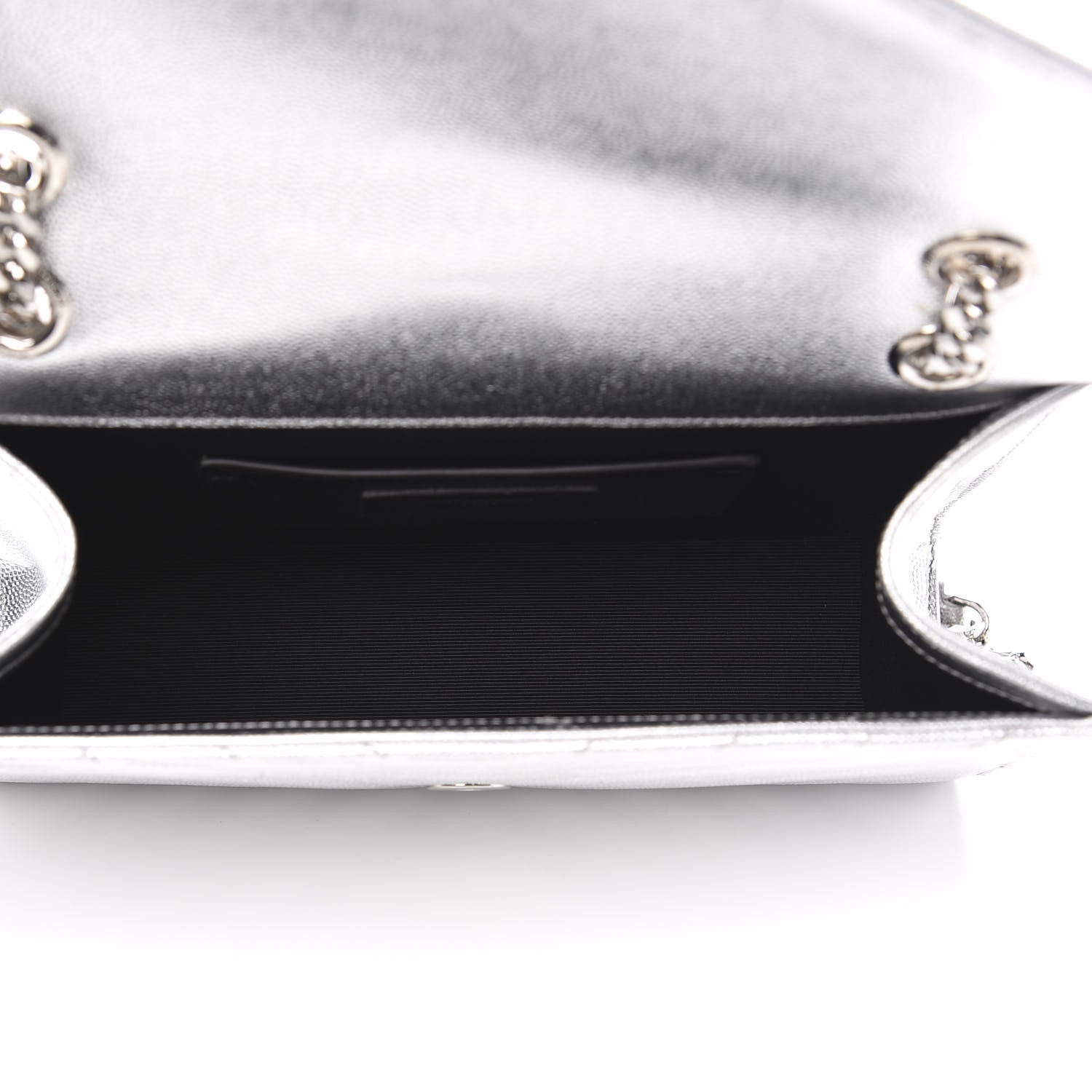 Saint Laurent Sheepskin Matelasse Chevron Monogram Medium College Bag Silver 5 of 12