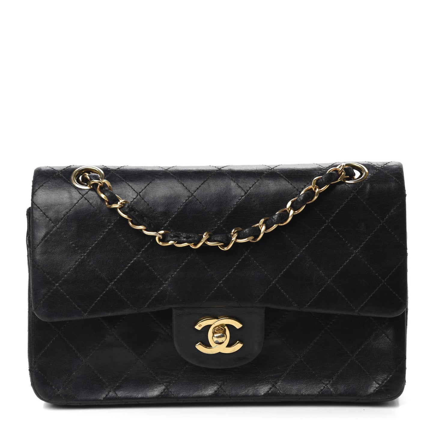 Lambskin Quilted Small Double Flap Black