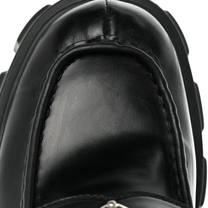 Prada Spazzolato Rois Metal Triangle Logo Monolith 55mm Loafers 37.5 Black 21 of 23