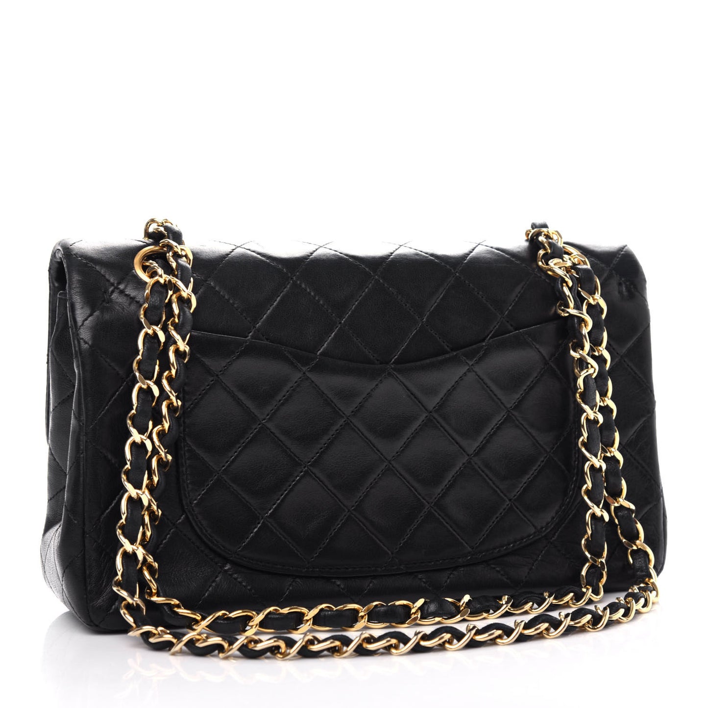 Lambskin Quilted Small Double Flap Black