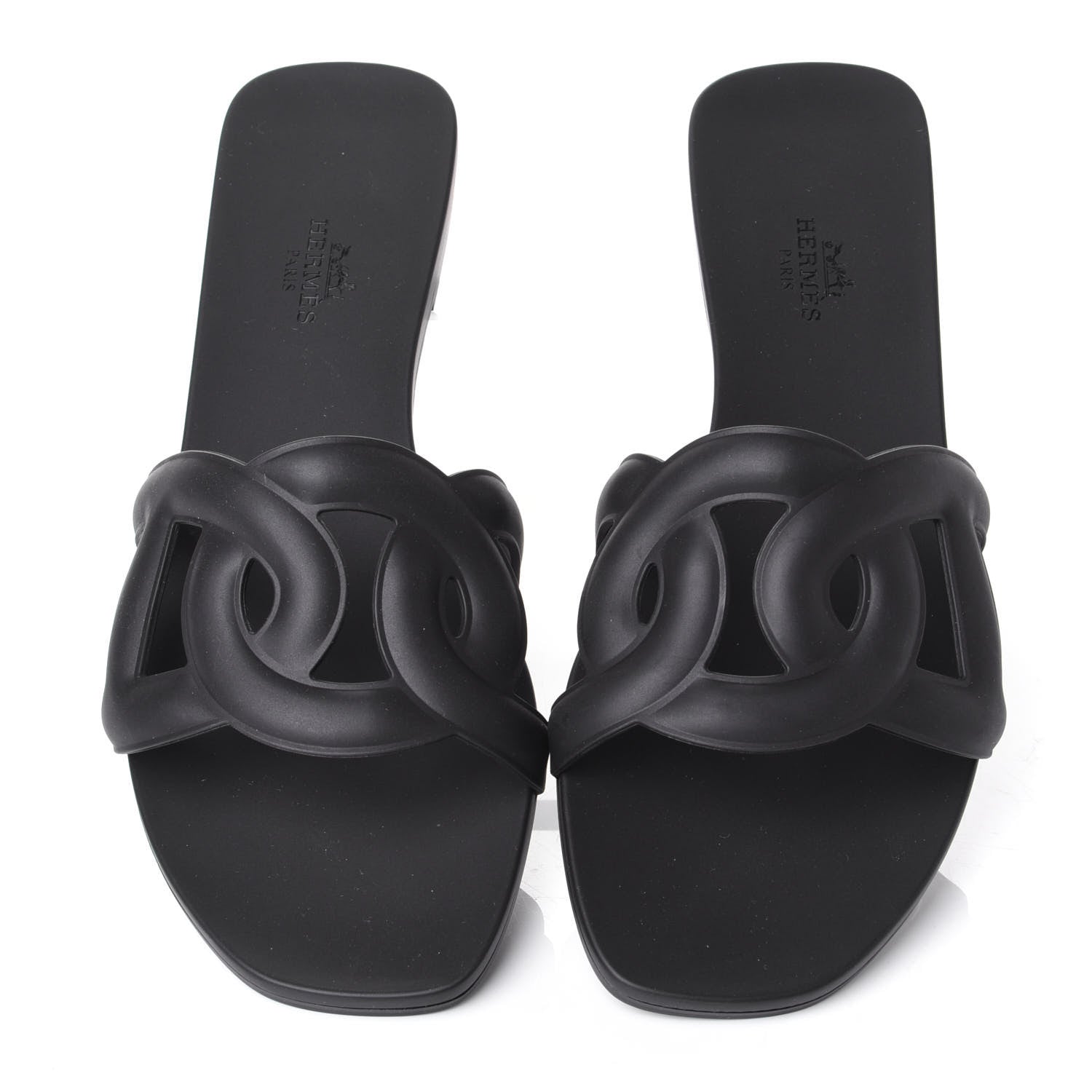 Hermes Rubber Aloha Sandals 39 Black 5 of 10
